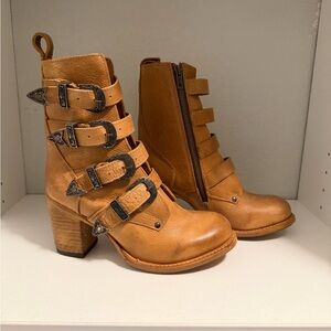 Freebird by Steven Tan Leather Buckle Strap Ankle Boots
